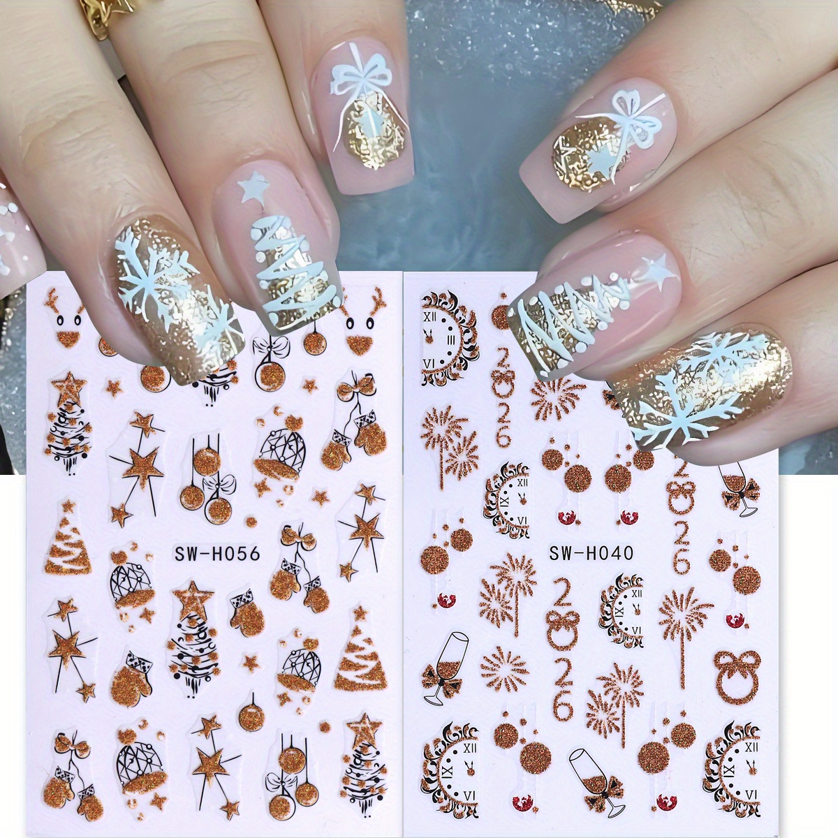Nail Art Xmas Tree - 2 pcs Gorgeous Sparkly Christmas Nail