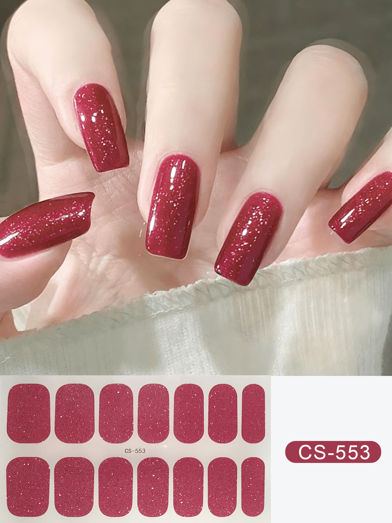 Nail Art Full Color - Coral Pink Nail Stickers, Waterproof Nail