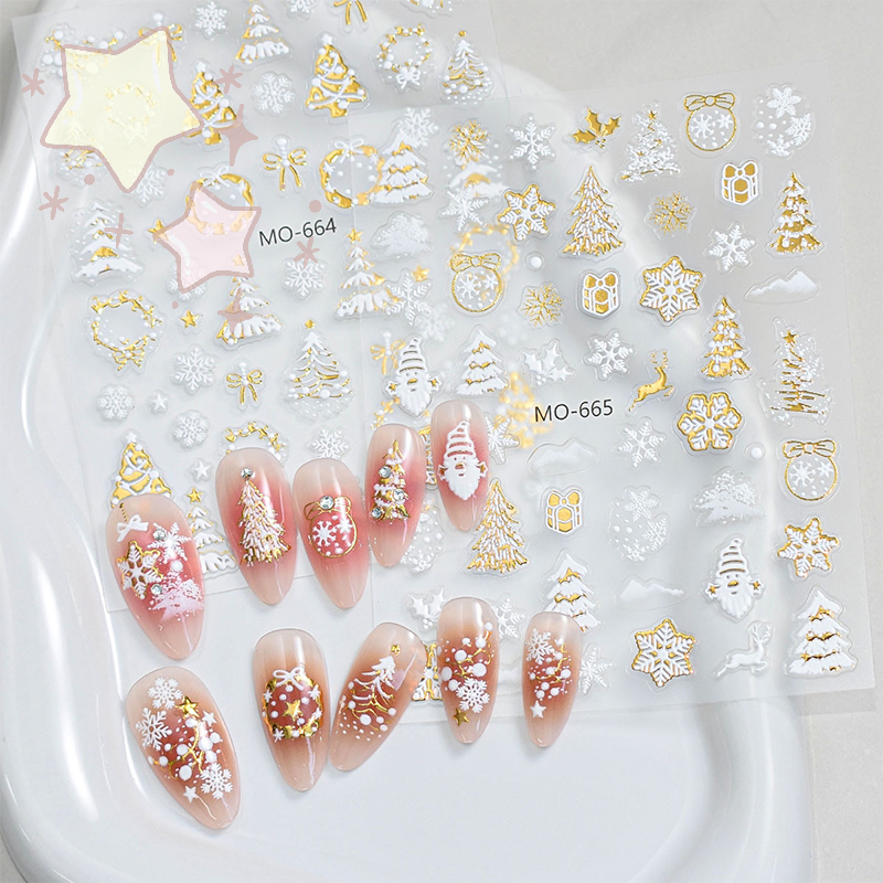Nail Art Xmas Tree - [TW]Gold Christmas Nail Art Stickers Bronzing