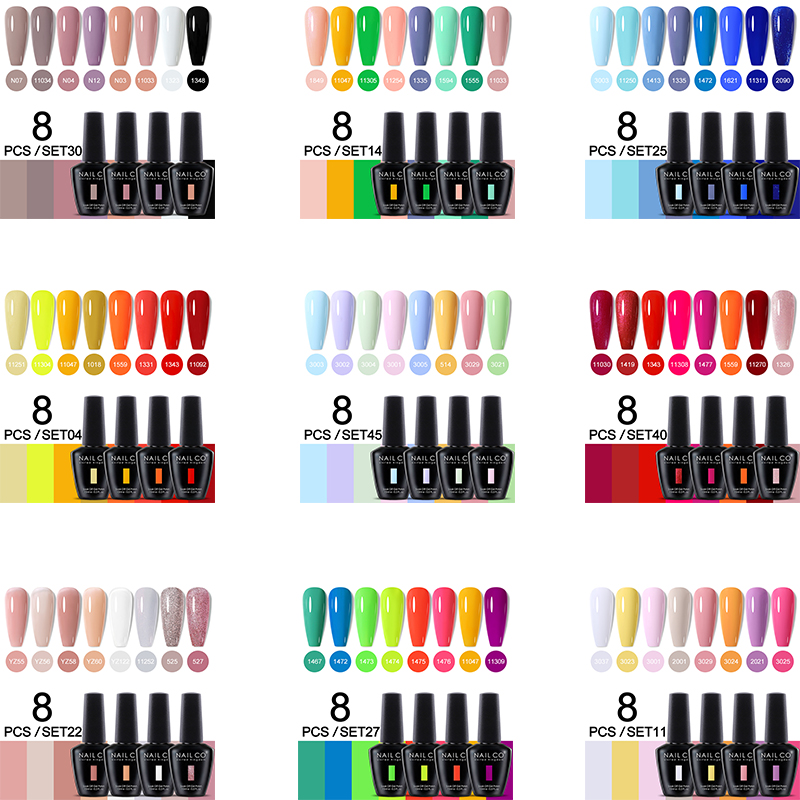 Nail Art Full Color - NAILCO 8Pcs/Set 15ML Gel DIY Nail