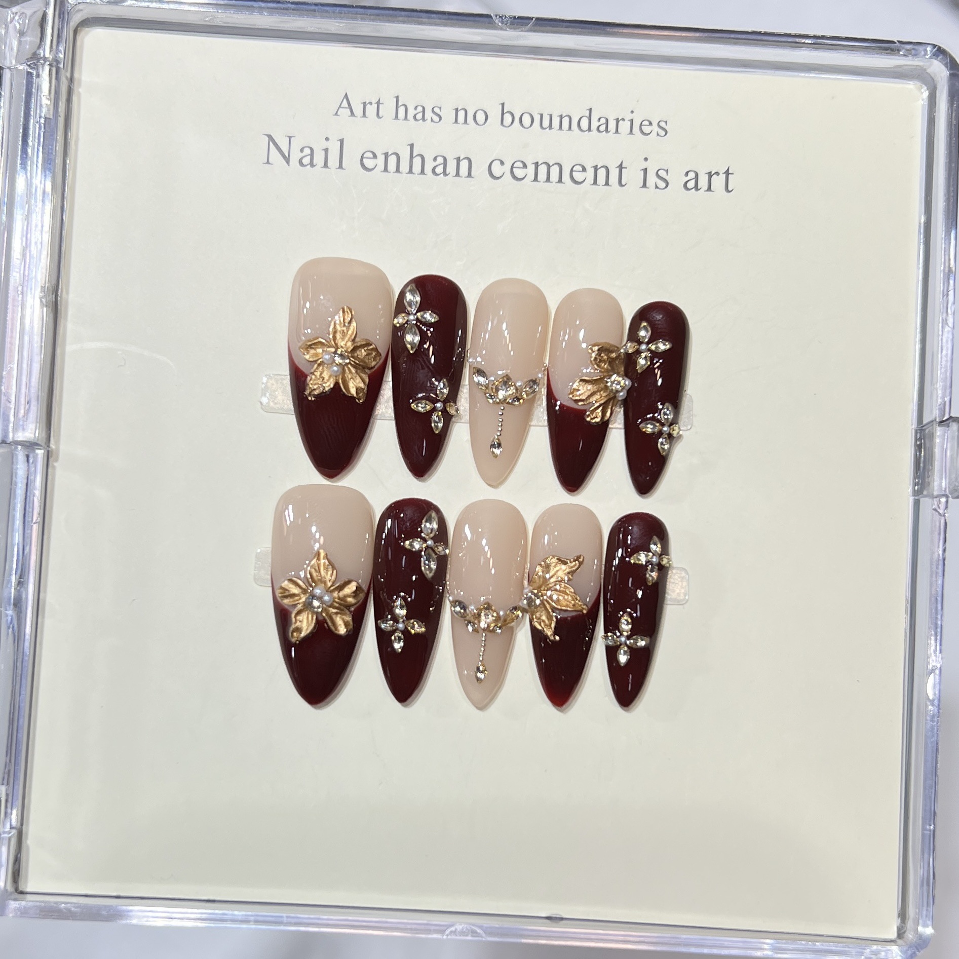 Nail Art Design - 10Pcs Handmade Elegant French Detachable Fake