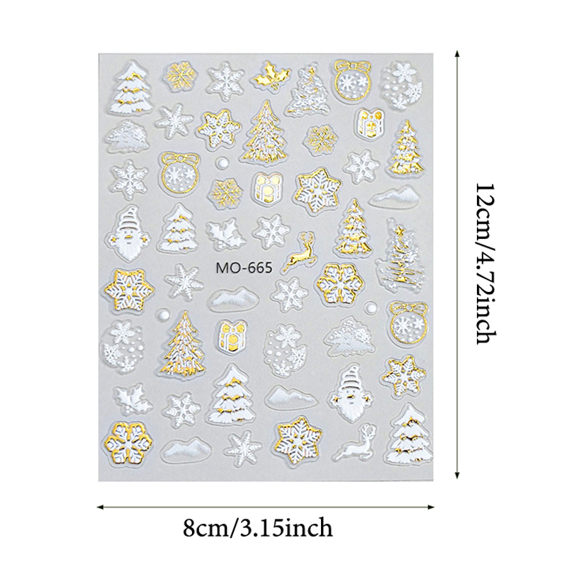 Nail Art Xmas Tree - Snowman Star Sliders Cartoon Deer New
