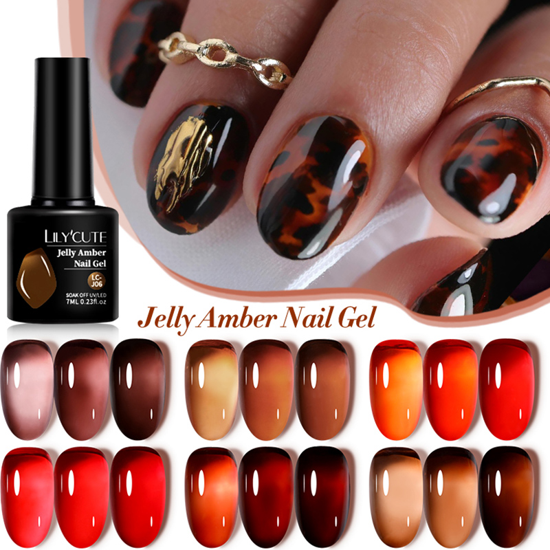 LILYCUTE 7ML Jelly Amber Gel N - đánh giá và giá Nail Art Leopard