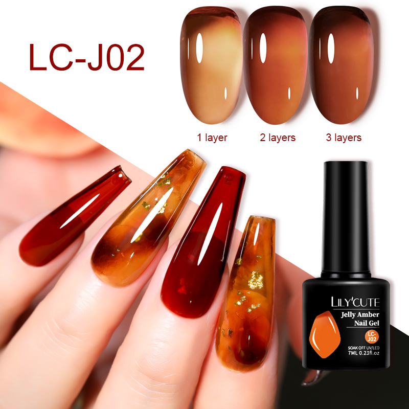 LILYCUTE 7ML Jelly Amber Gel N - đánh giá và giá Nail Art Leopard