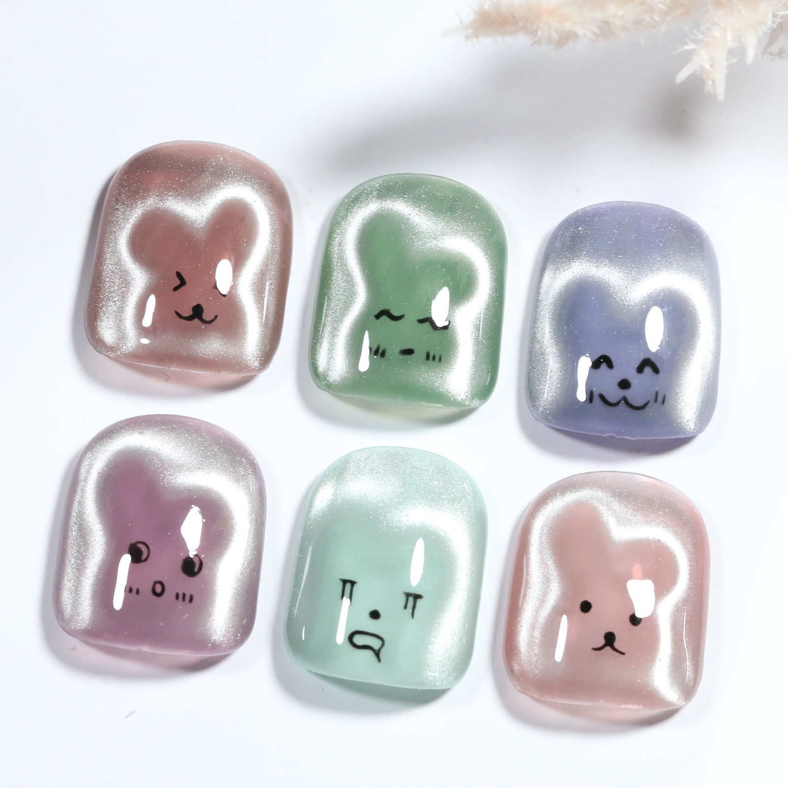 1/4Pcs Rabbit Bear Heart Shape - đánh giá và giá Nail Art Full Color