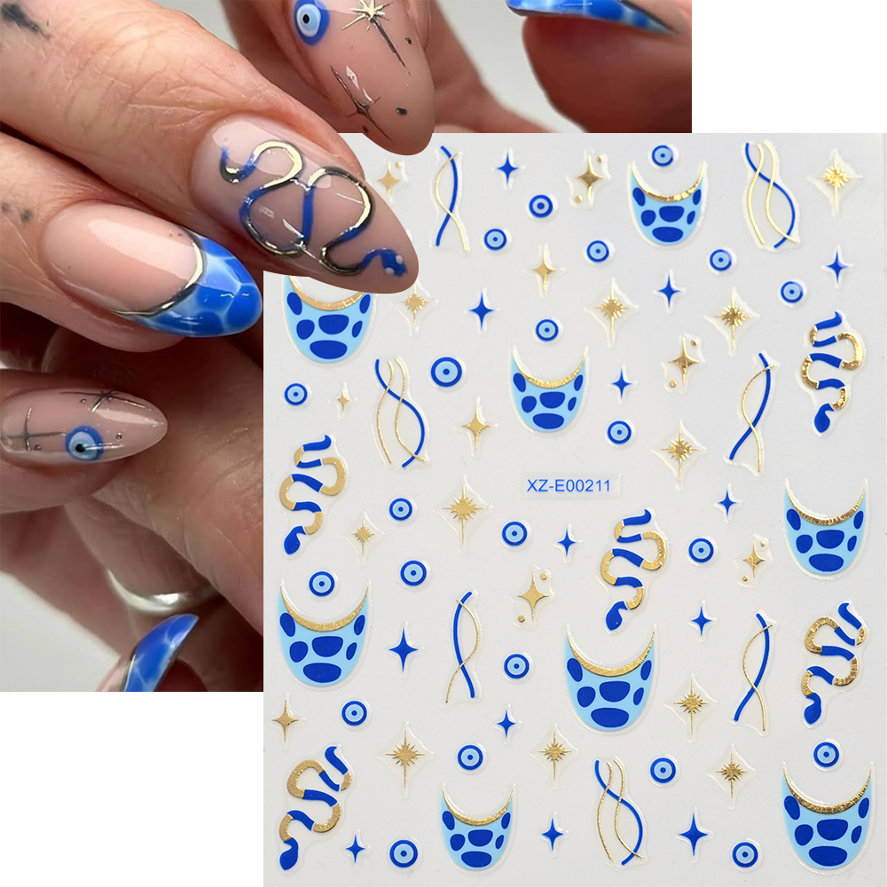 12Pcs 3D Bronzing Blue Evil Ey - đánh giá và giá Nail Art Leopard