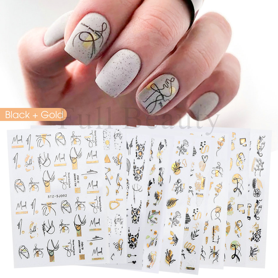 9pcs Nail Stickers Set Mixed D - đánh giá và giá Nail Art Leopard