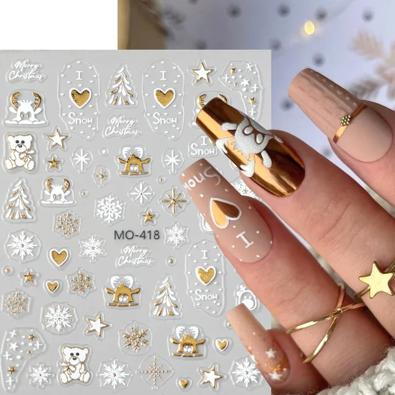 Gold Christmas Nail Art Sticke - đánh giá và giá Nail Art Xmas Tree