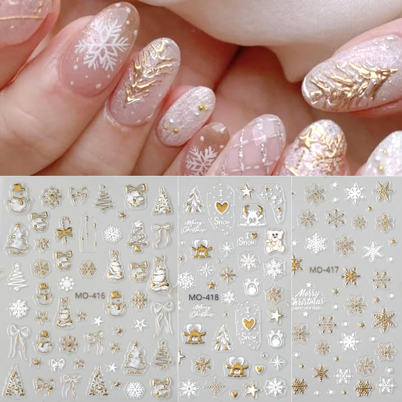 Gold Christmas Nail Art Sticke - đánh giá và giá Nail Art Xmas Tree