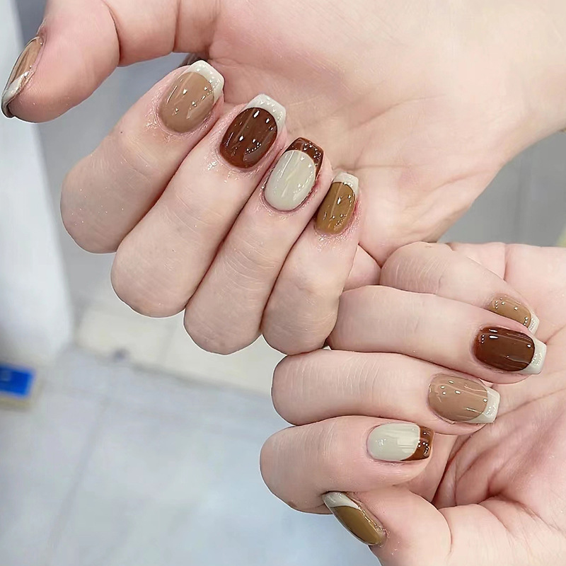 24Pcs Caramel Brown Ombre Glit - đánh giá và giá Nail Art Design