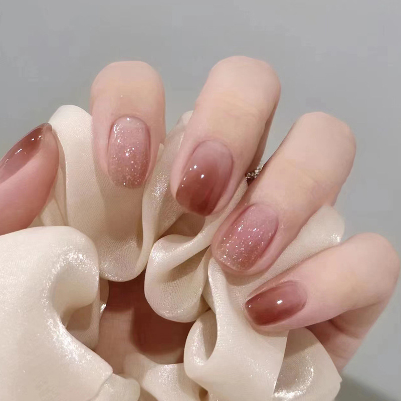 24Pcs Caramel Brown Ombre Glit - đánh giá và giá Nail Art Design
