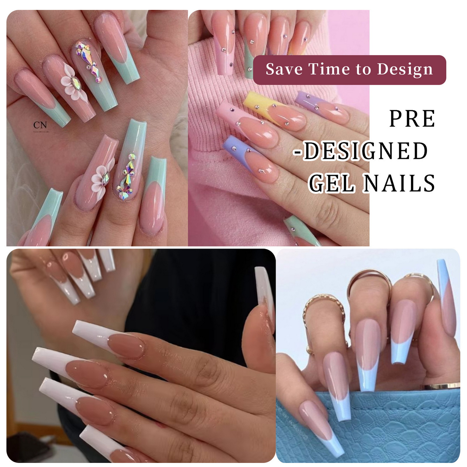 288Pcs Colorful French Tips Fa - đánh giá và giá Nail Art Full Color
