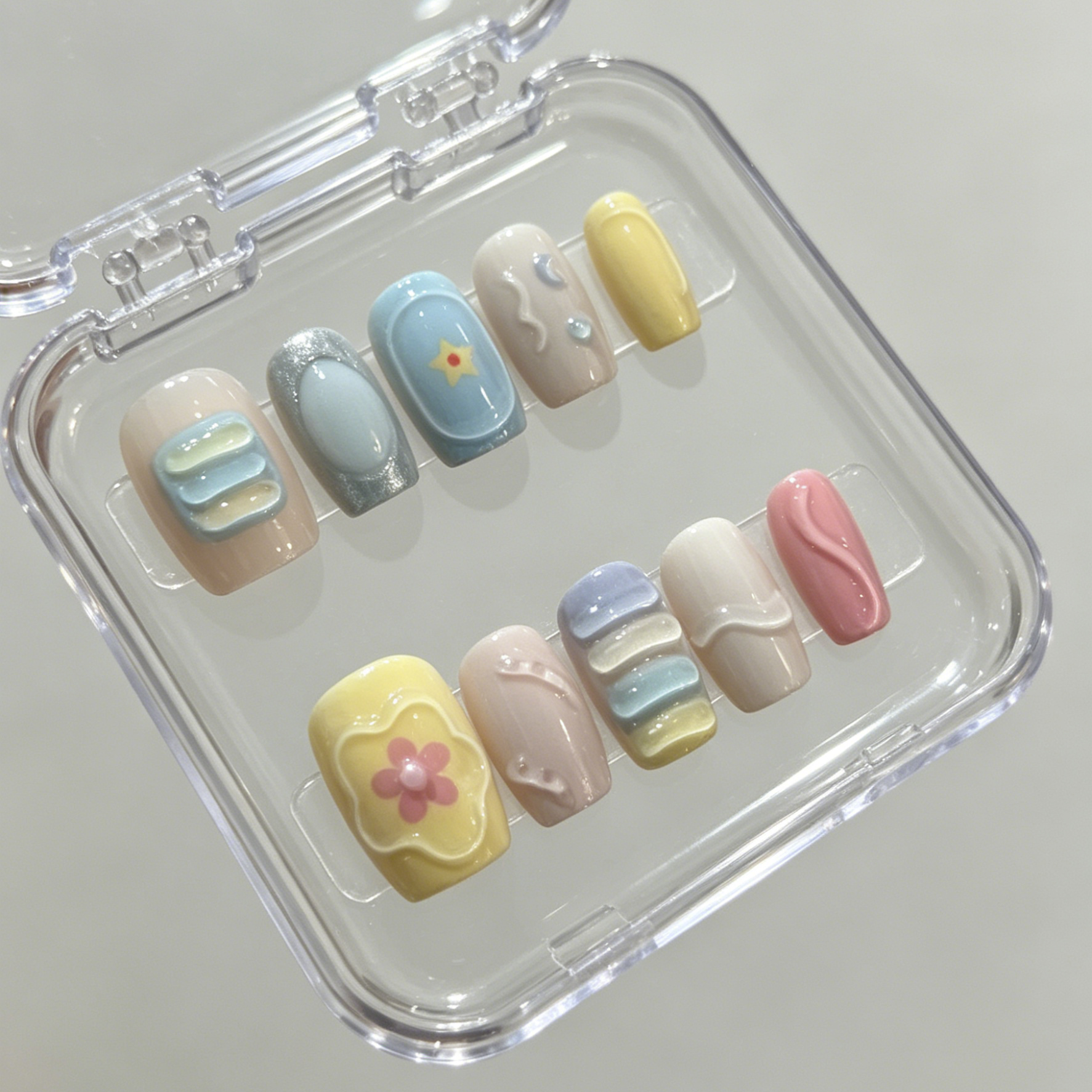 10 hand pressed short square n - đánh giá và giá Nail Art Design