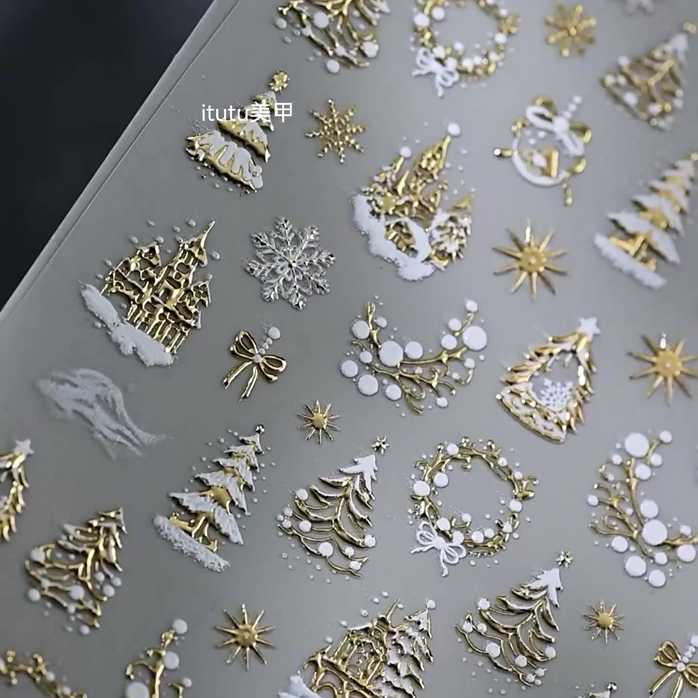 5D Embossed Sparkling White Sn - đánh giá và giá Nail Art Xmas Tree