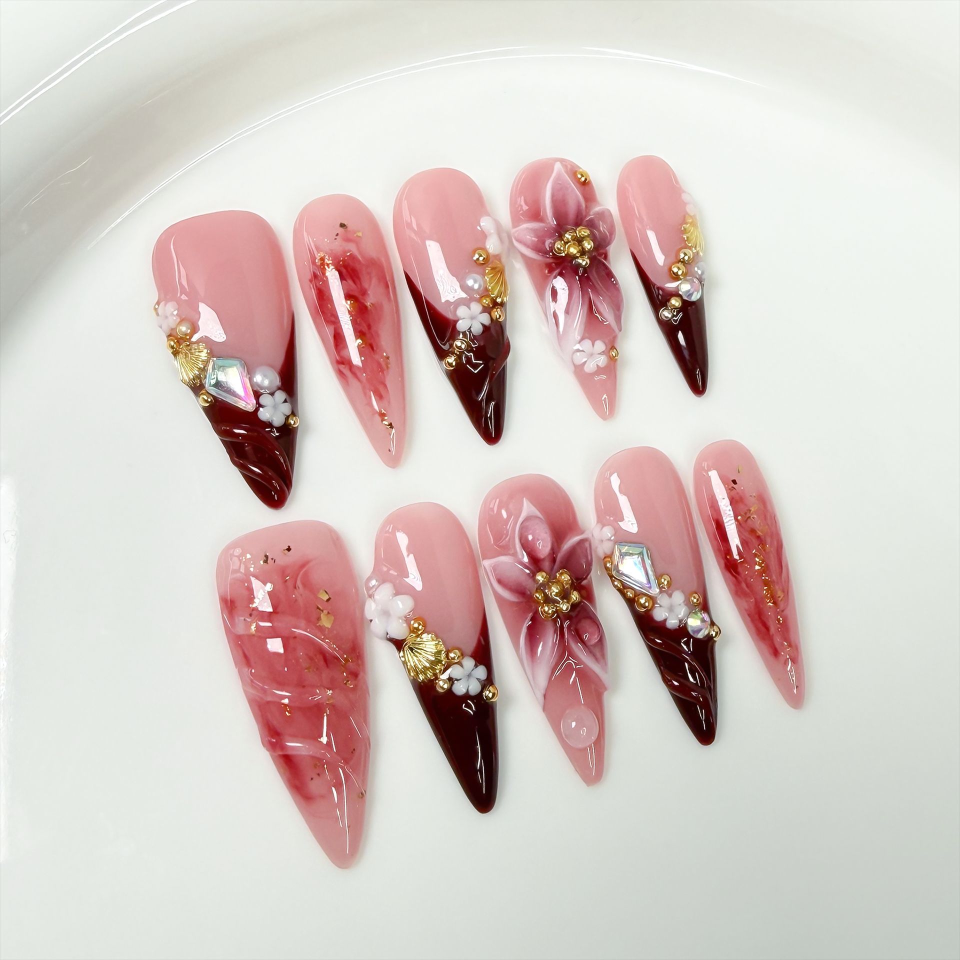 10Pcs Retro Long Stiletto Fake - đánh giá và giá Nail Art Design