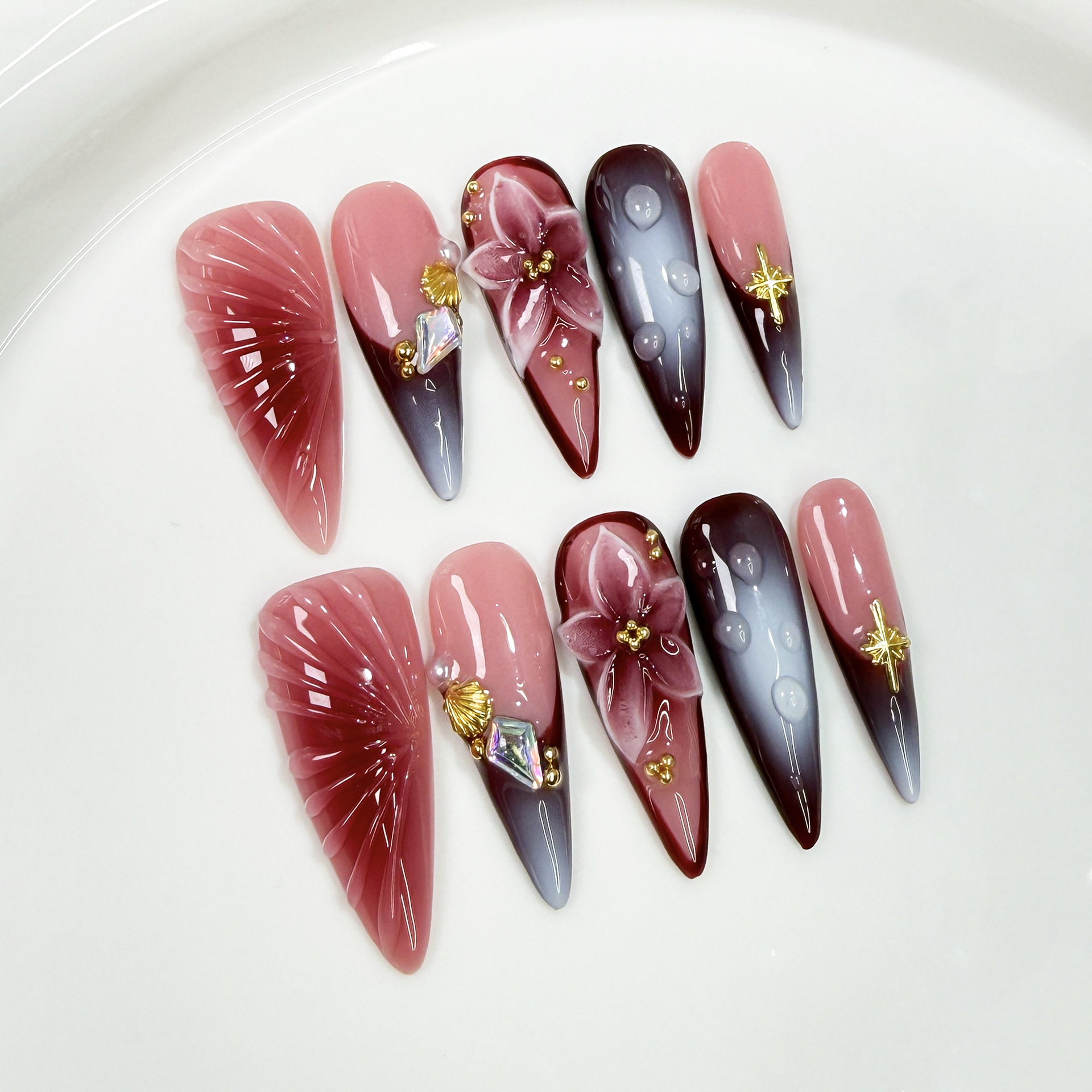 10Pcs Retro Long Stiletto Fake - đánh giá và giá Nail Art Design