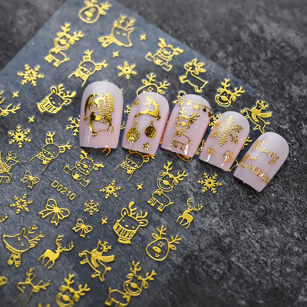 1pc 3D Bronzing Gold Christmas - đánh giá và giá Nail Art Xmas Tree