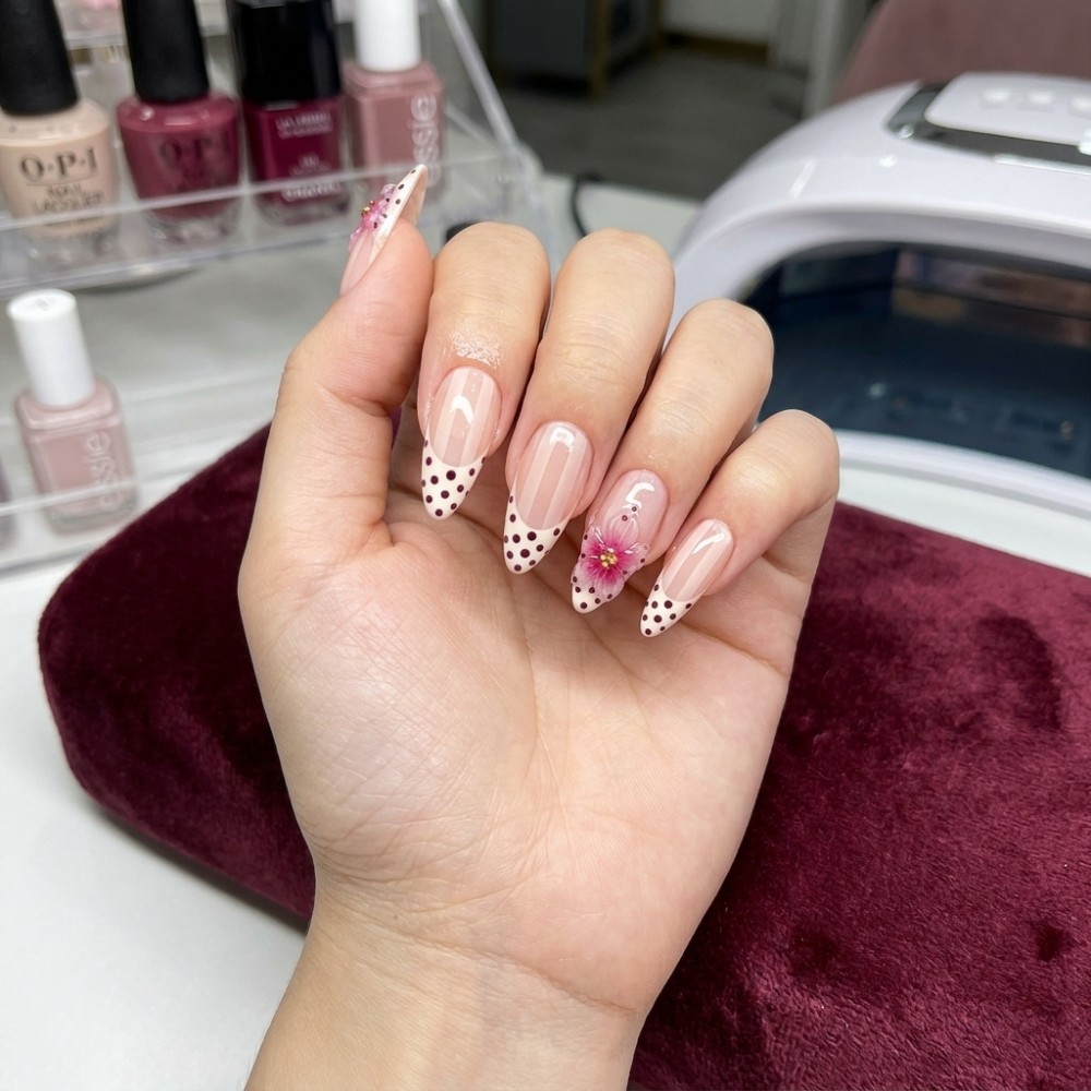 24pcs Nude Pink 3D Flower Pres - đánh giá và giá Nail Art Design