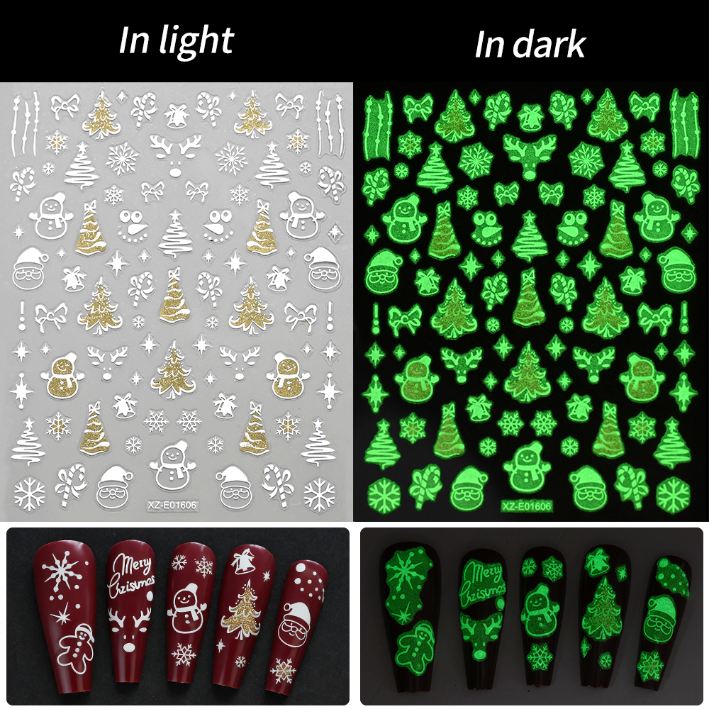 12Pcs/Set 3D Luminous Christma - đánh giá và giá Nail Art Xmas Tree