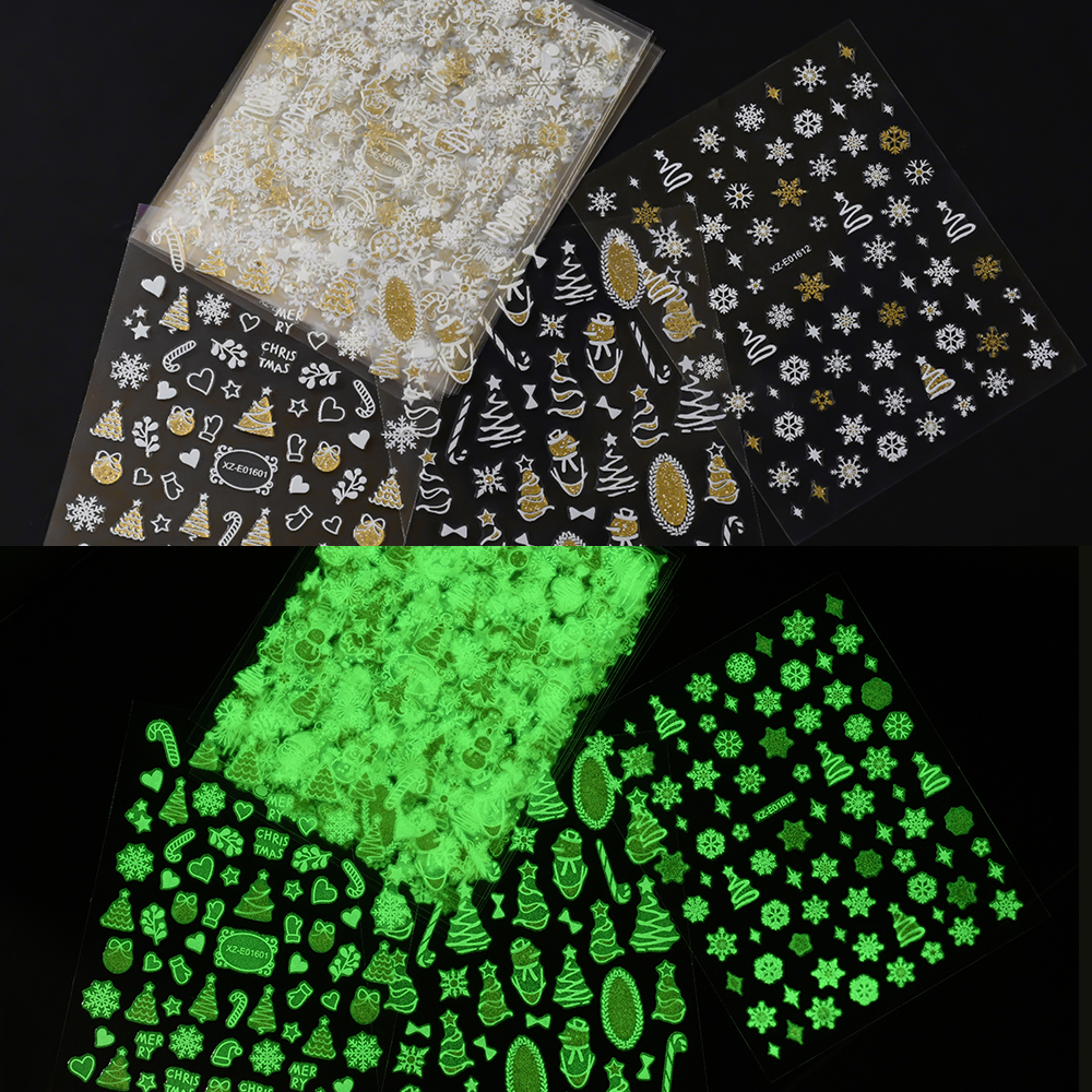 12Pcs/Set 3D Luminous Christma - đánh giá và giá Nail Art Xmas Tree