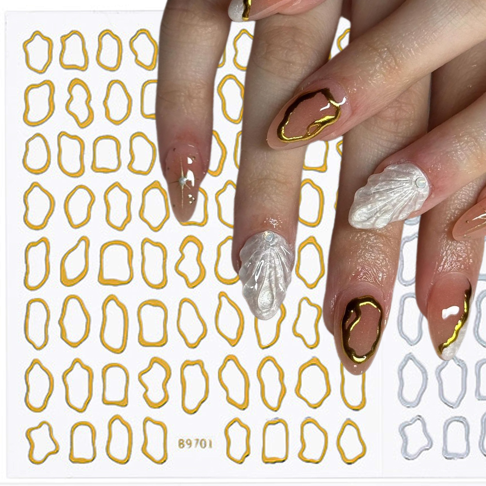 1Pc 3D Gold Hollow Irregular G - đánh giá và giá Nail Art Leopard