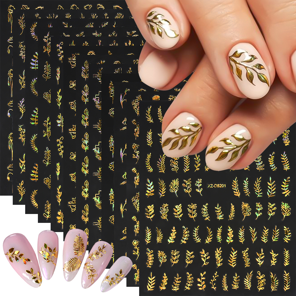 12pcs/set 3D Shiny Leaf Flower - đánh giá và giá Nail Art Leopard
