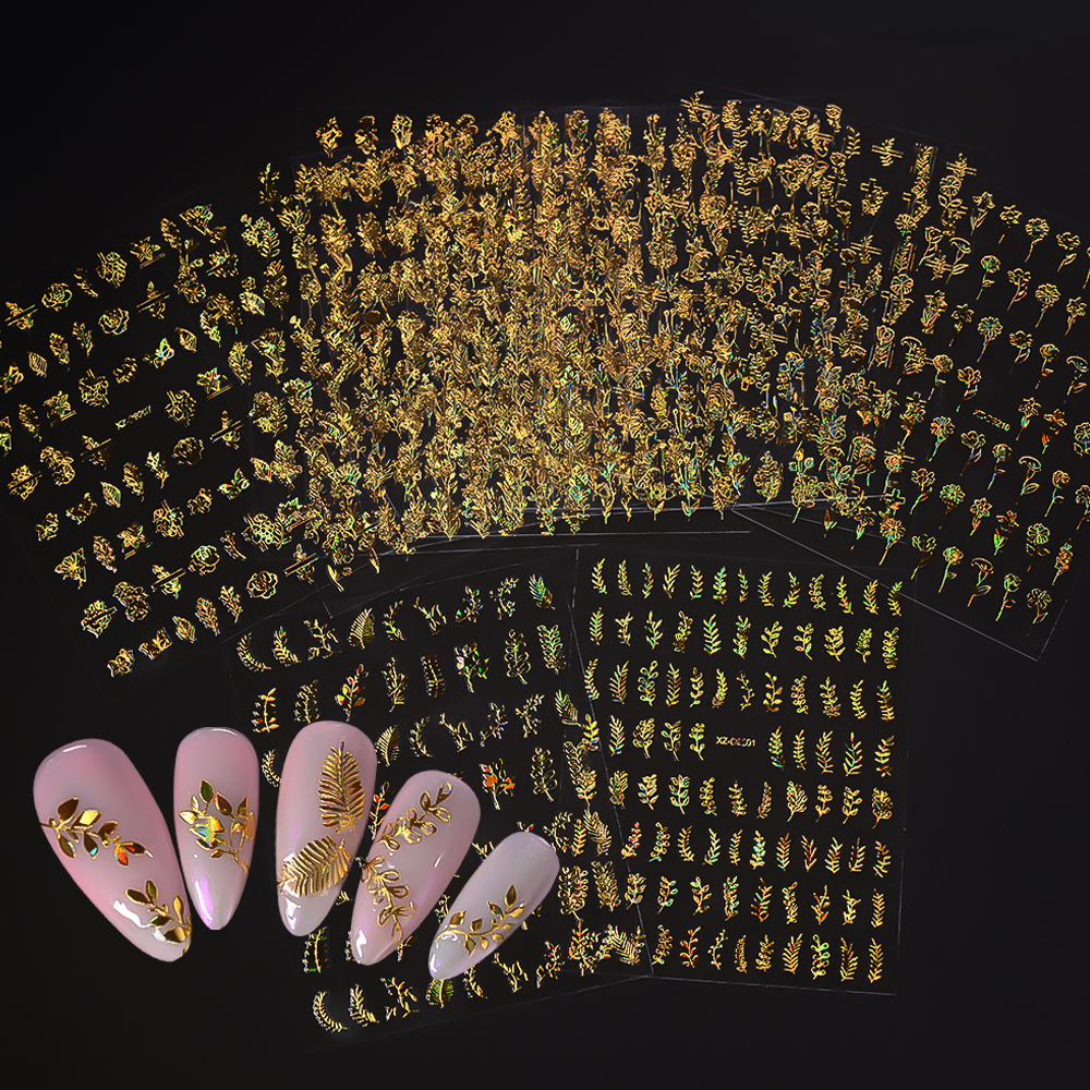 12pcs/set 3D Shiny Leaf Flower - đánh giá và giá Nail Art Leopard