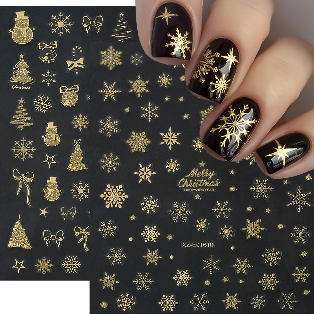 2pcs Luxury Gold Christmas 3D  - đánh giá và giá Nail Art Xmas Tree
