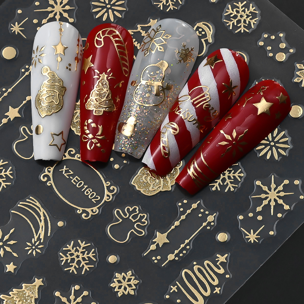 2pcs Luxury Gold Christmas 3D  - đánh giá và giá Nail Art Xmas Tree