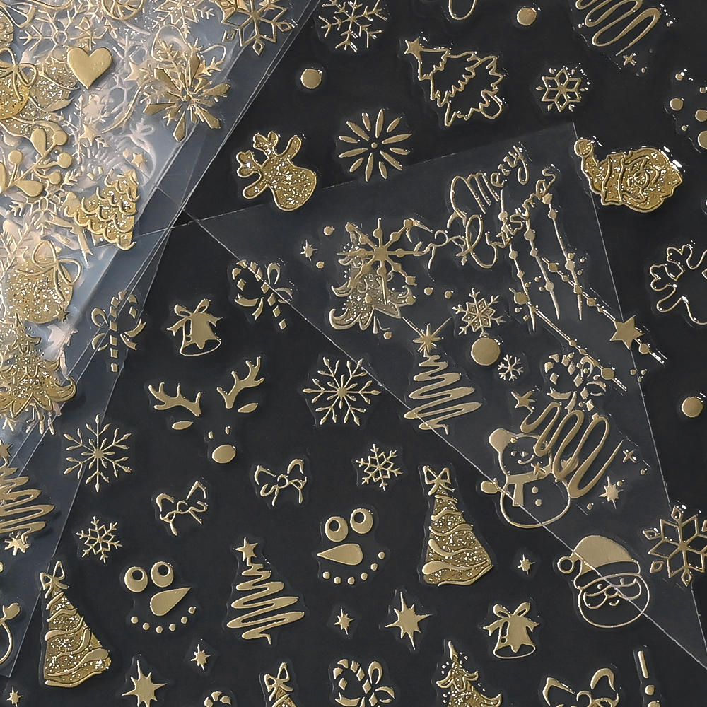 2pcs Luxury Gold Christmas 3D  - đánh giá và giá Nail Art Xmas Tree