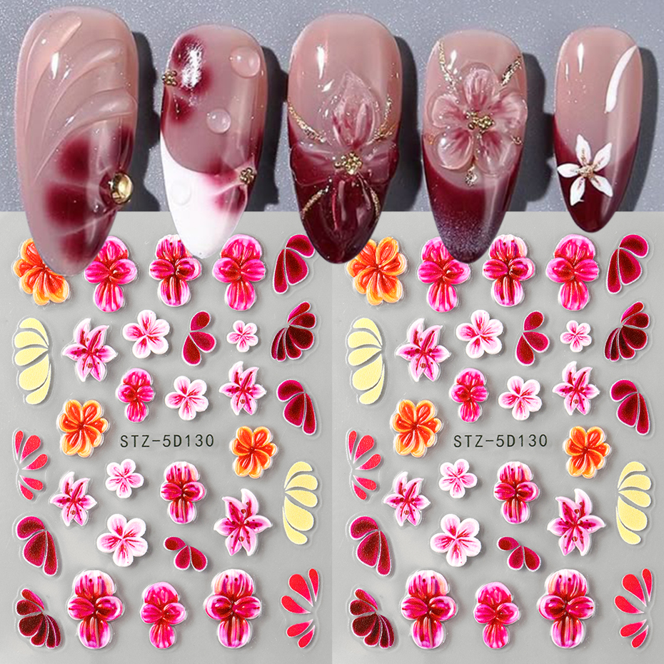 2 pcs 5D Embossed Pink Wine Re - đánh giá và giá Nail Art Leopard