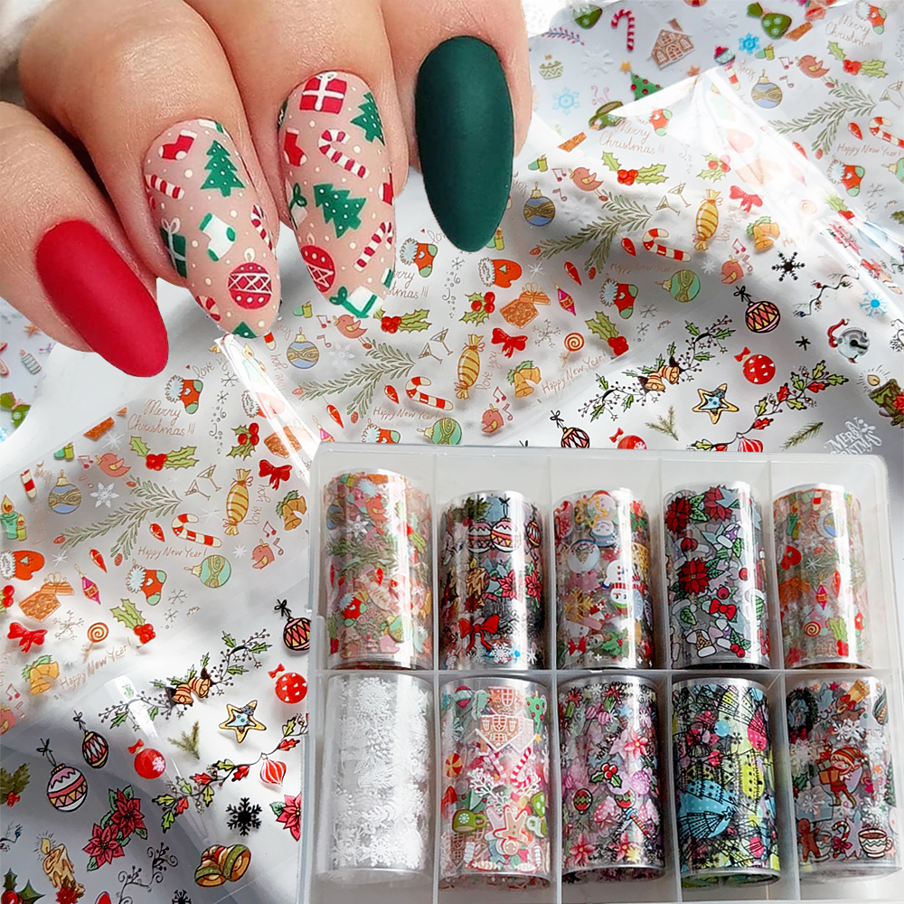 10 Rolls Christmas Nail Art Fo - đánh giá và giá Nail Art Xmas Tree