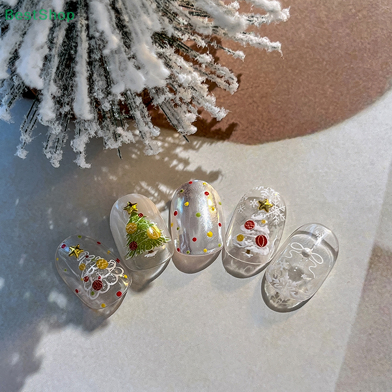 Xmas Tree Nail Stickers Emboss - đánh giá và giá Nail Art Xmas Tree