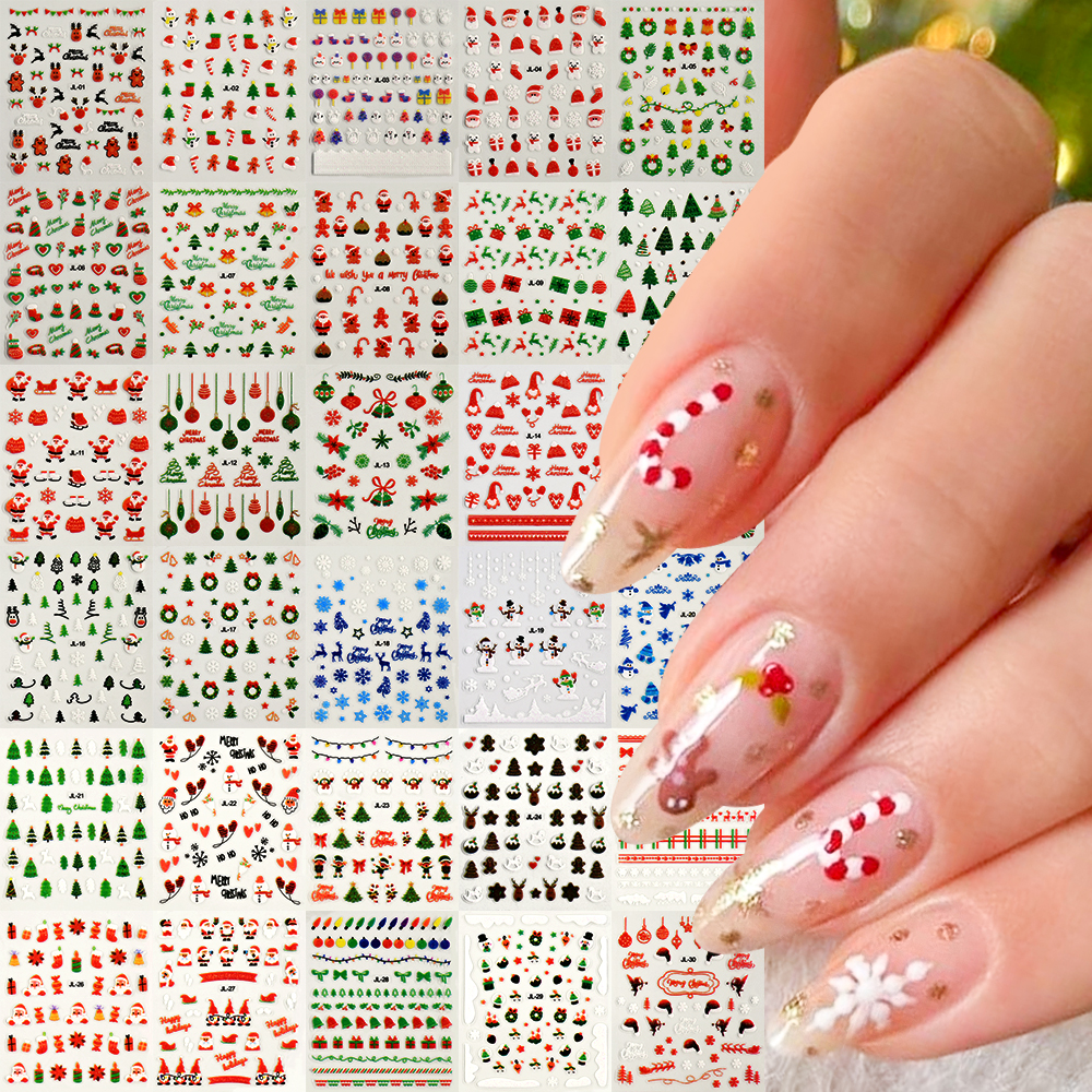 30pcs Cute Cartoon Snowman Chr - đánh giá và giá Nail Art Xmas Tree