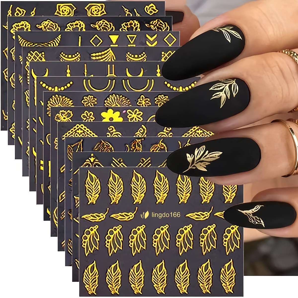 30 Sheets Gold Flowers Nail St - đánh giá và giá Nail Art Leopard