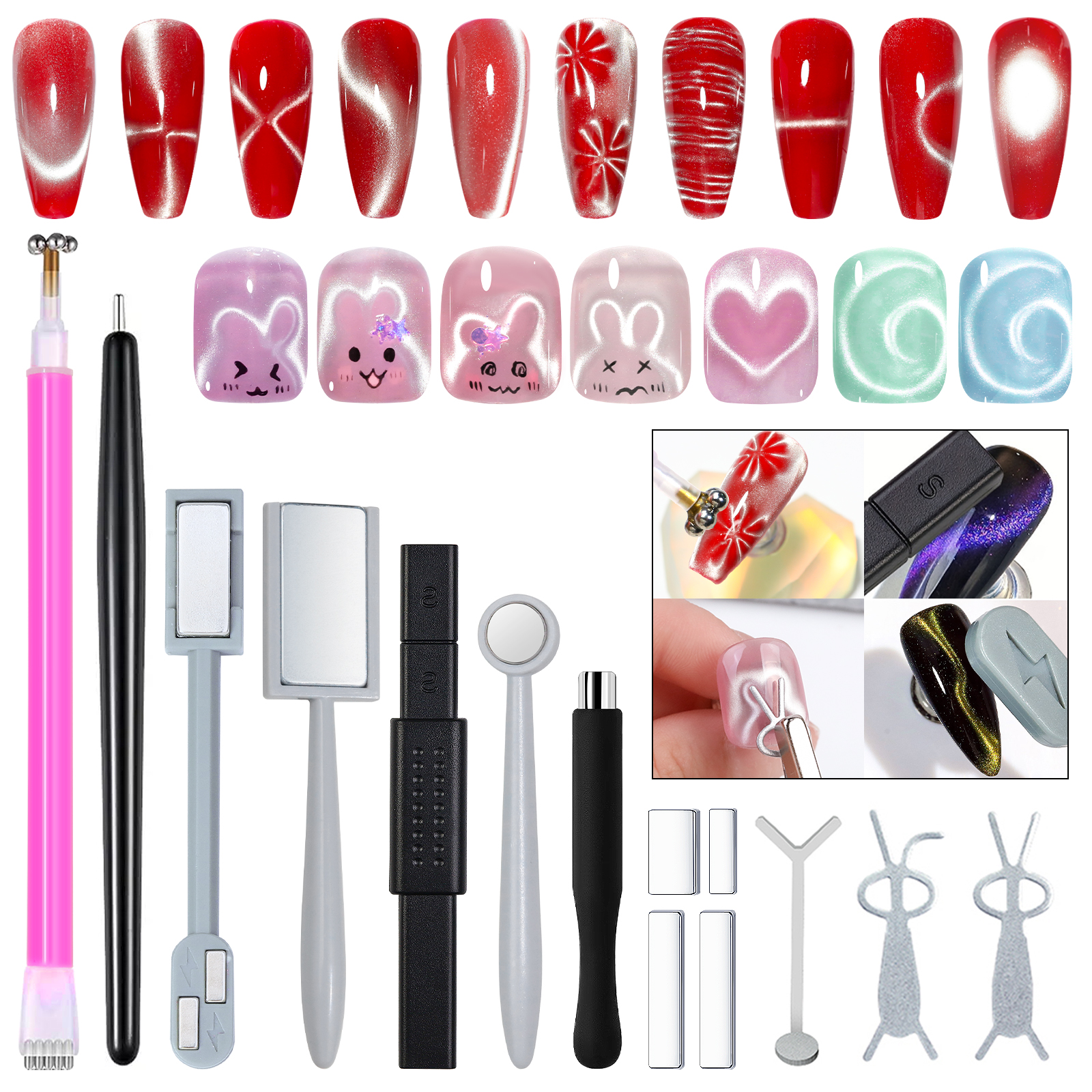 14pcs Cat Eye Nail Magnet Set  - đánh giá và giá Nail Art Full Color