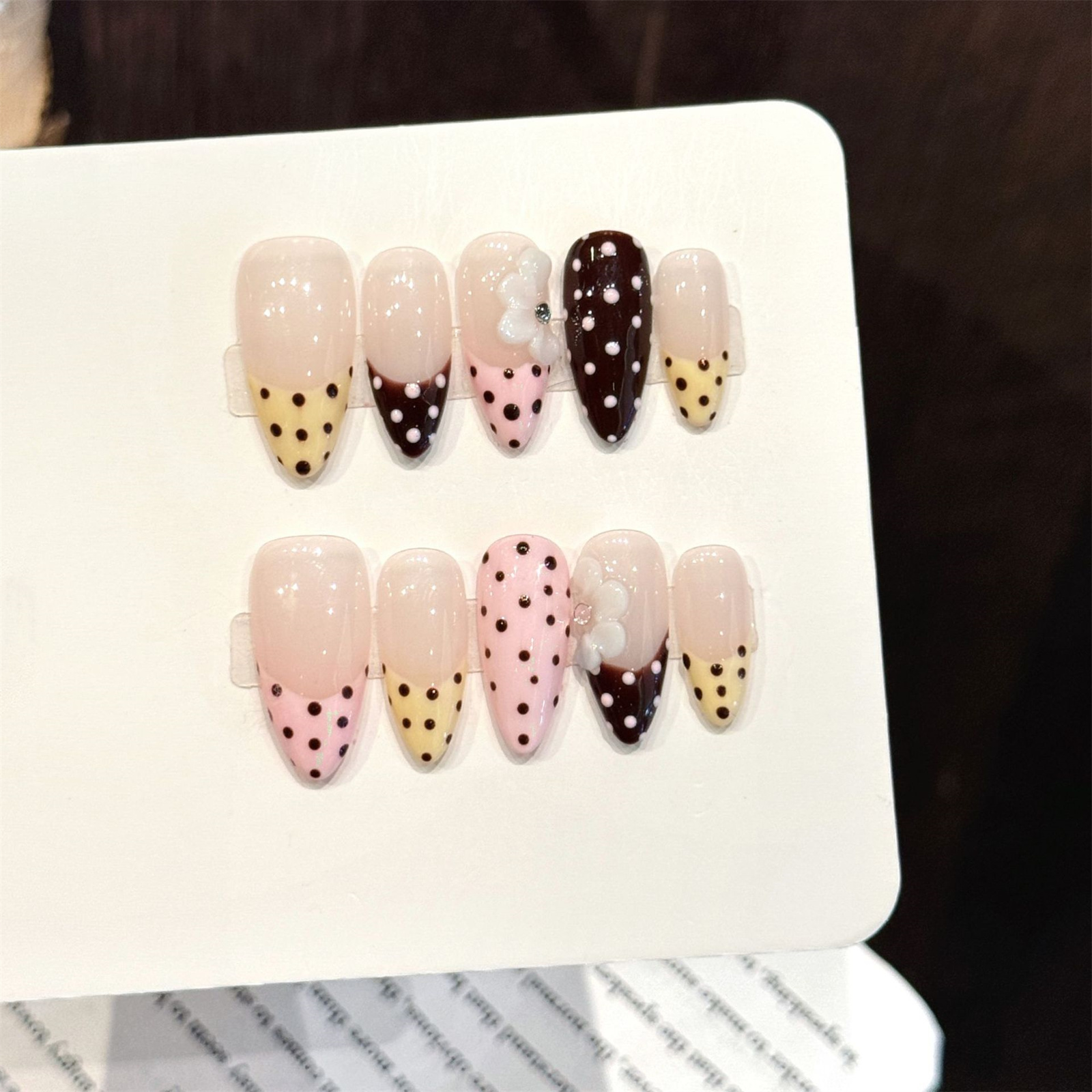 10pcs Handmade Wine Red French - đánh giá và giá Nail Art Design