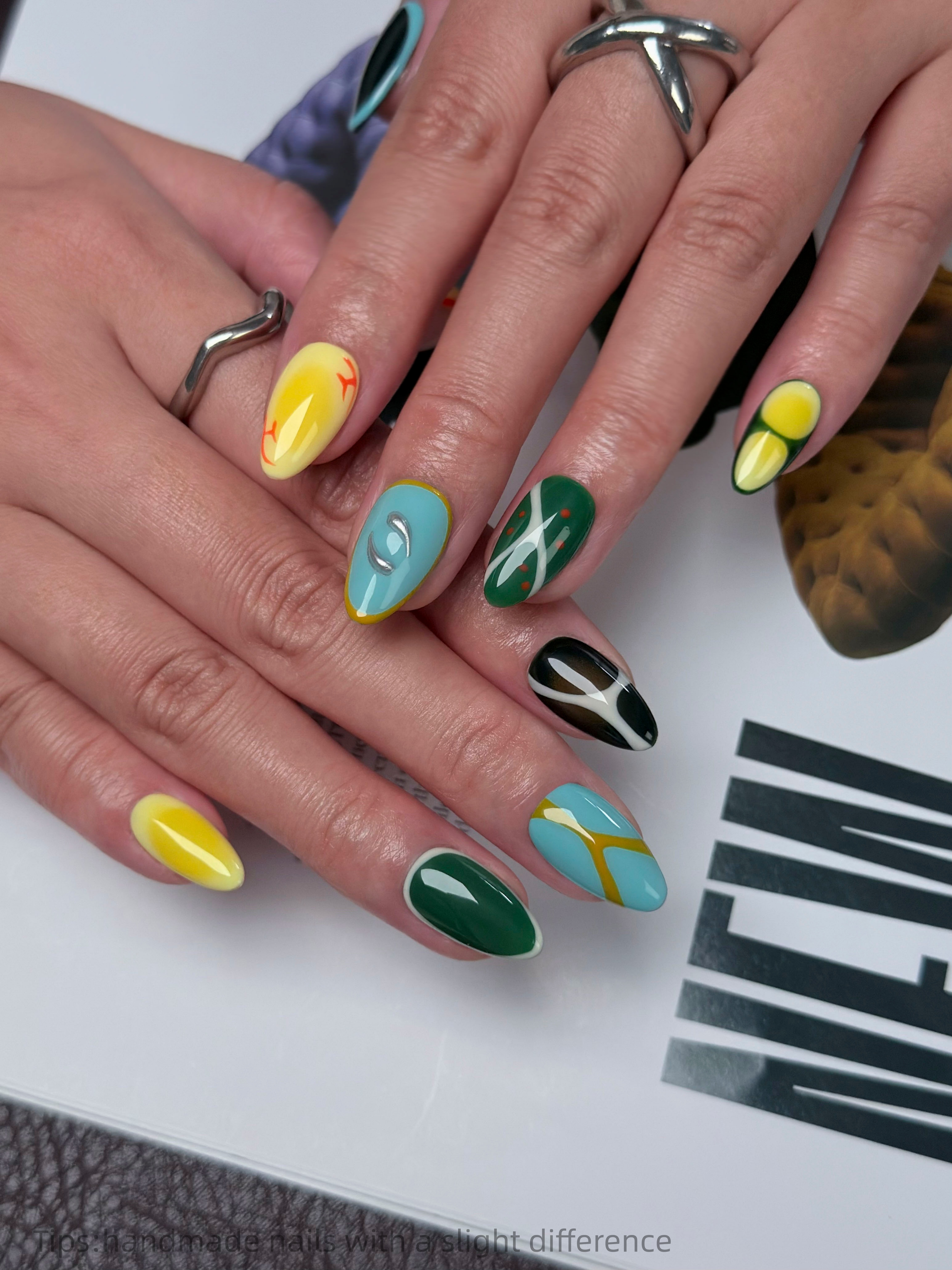 10pcs Handmade Colorful Block  - đánh giá và giá Nail Art Full Color